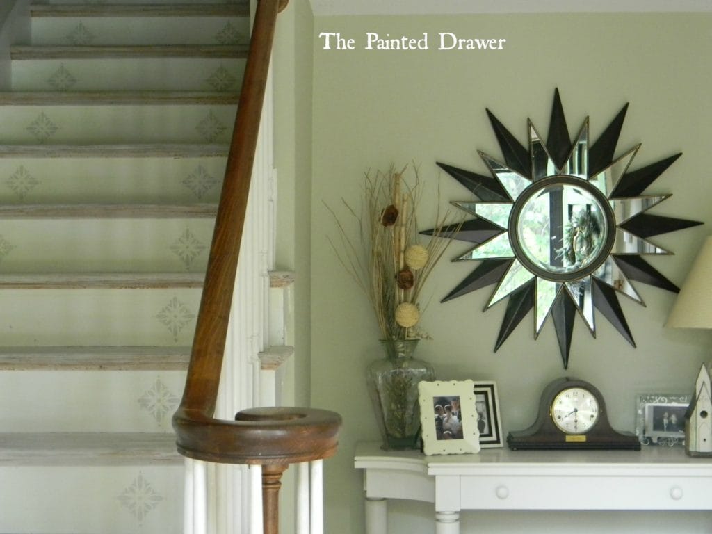 Whitewashed Stairs at www.thepainteddrawer.com