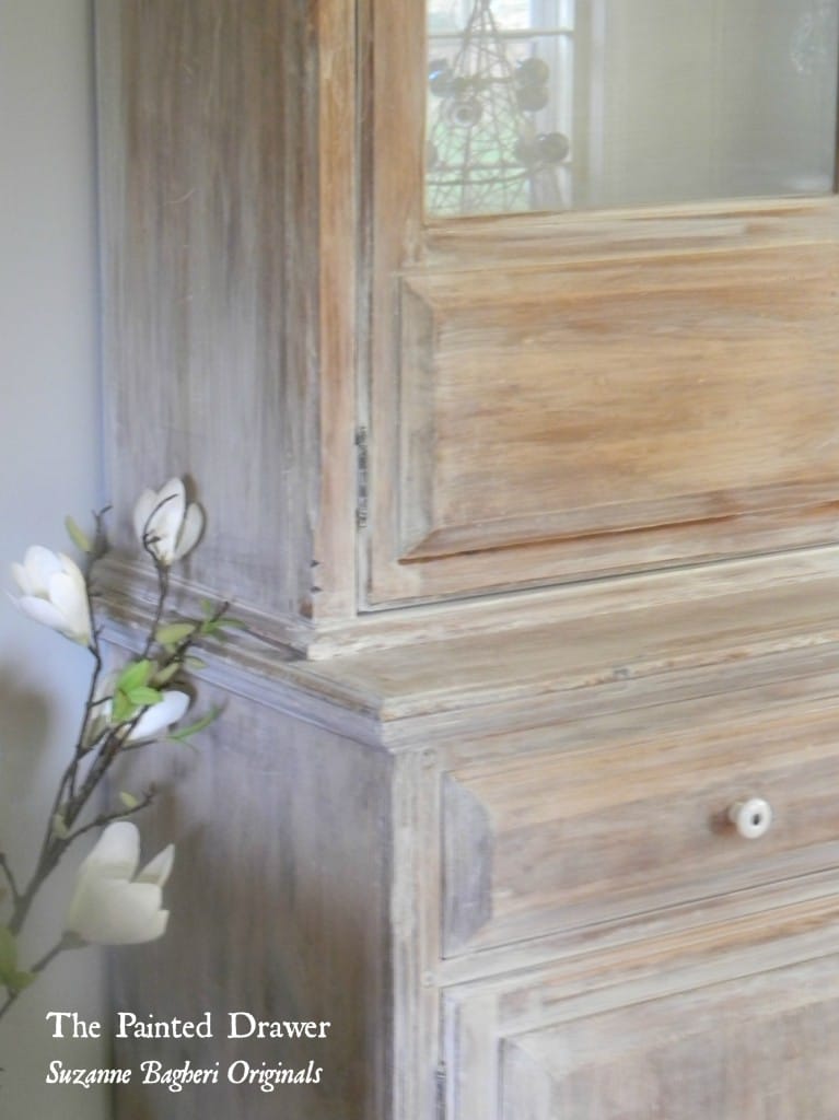 Farmhouse Whitewashed Cabinet www.thepainteddrawer.com