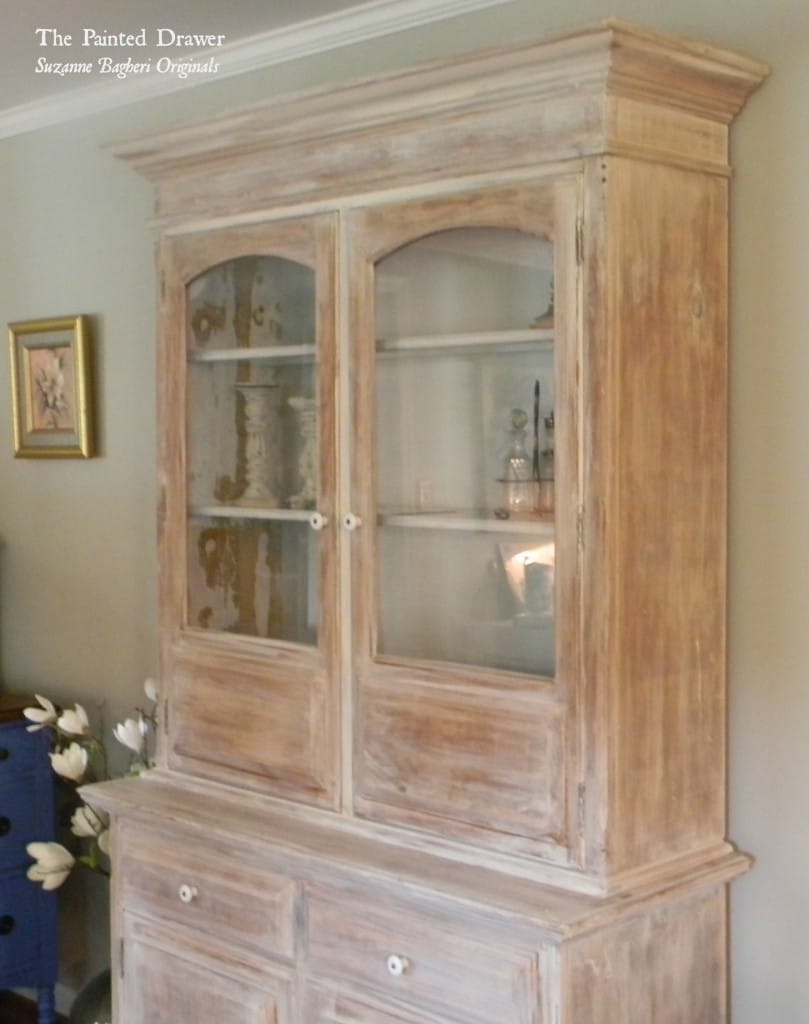 Farmhouse Whitewashed Cabinet www.thepainteddrawer.com