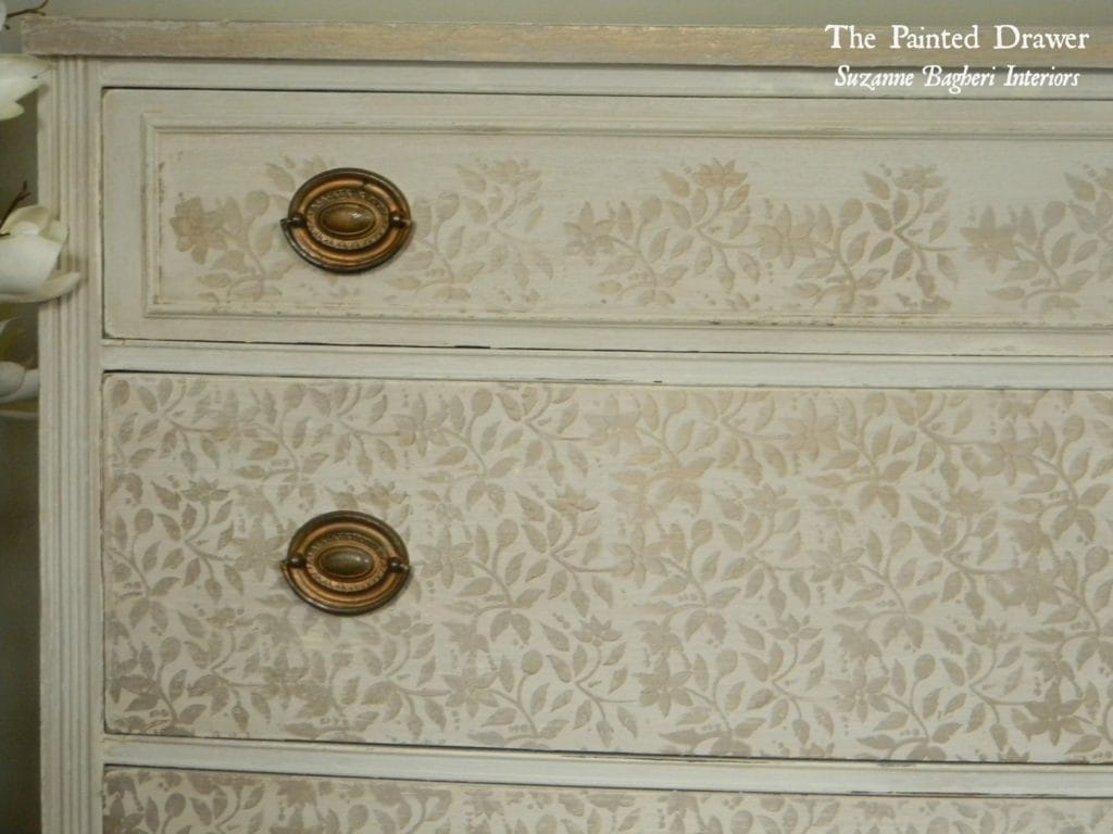 Stenciled Dresser www.thepainteddrawer.com