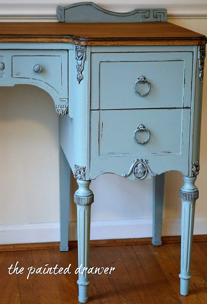 Louis Blue Vintage Dresser Before and After