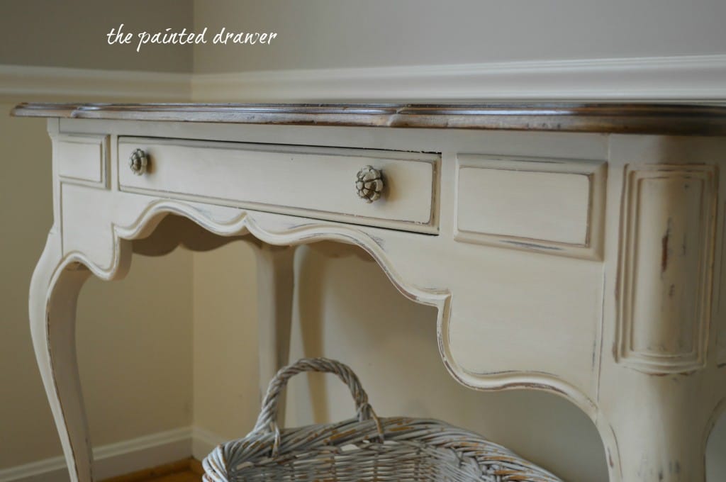 Vintage White Desk www.thepainteddrawer.com