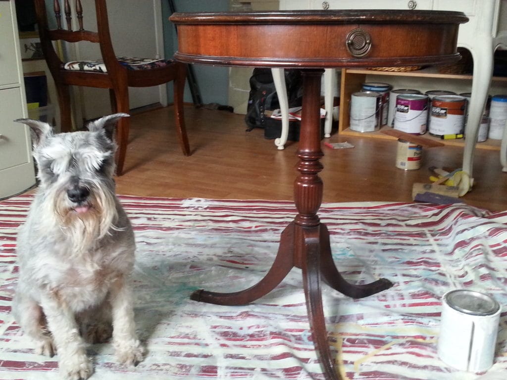 Vintage Drum Table www.thepainteddrawer.com