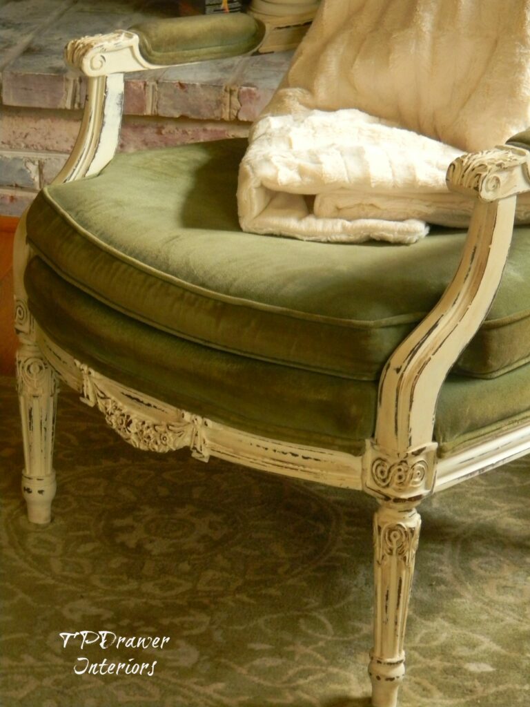 French Velvet Chair www.thepainteddrawer.com