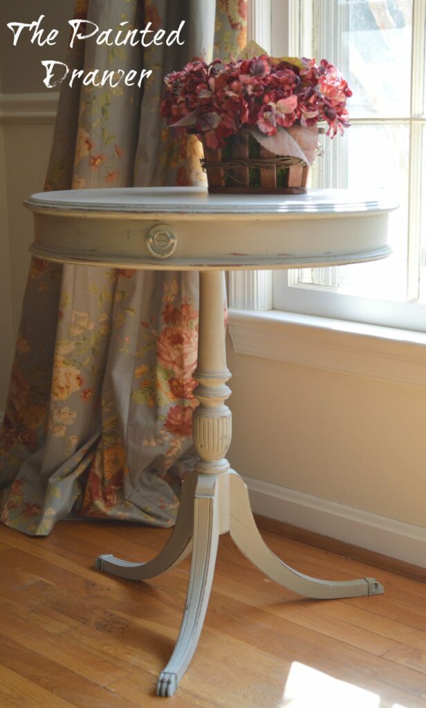 Vintage Drum Table www.thepainteddrawer.com