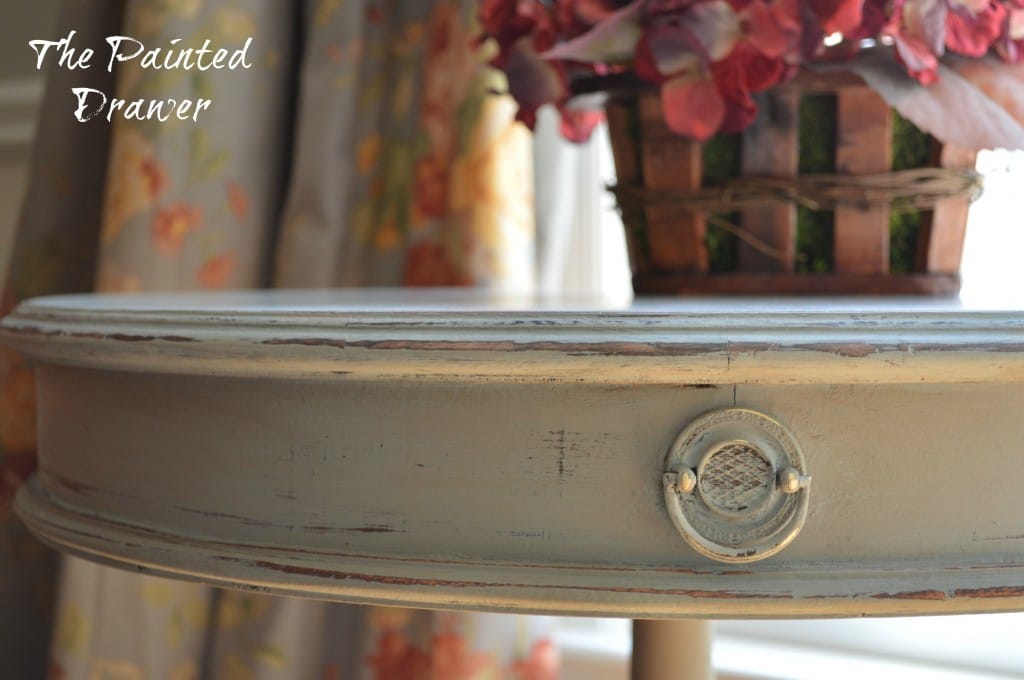 Vintage Drum Table www.thepainteddrawer.com