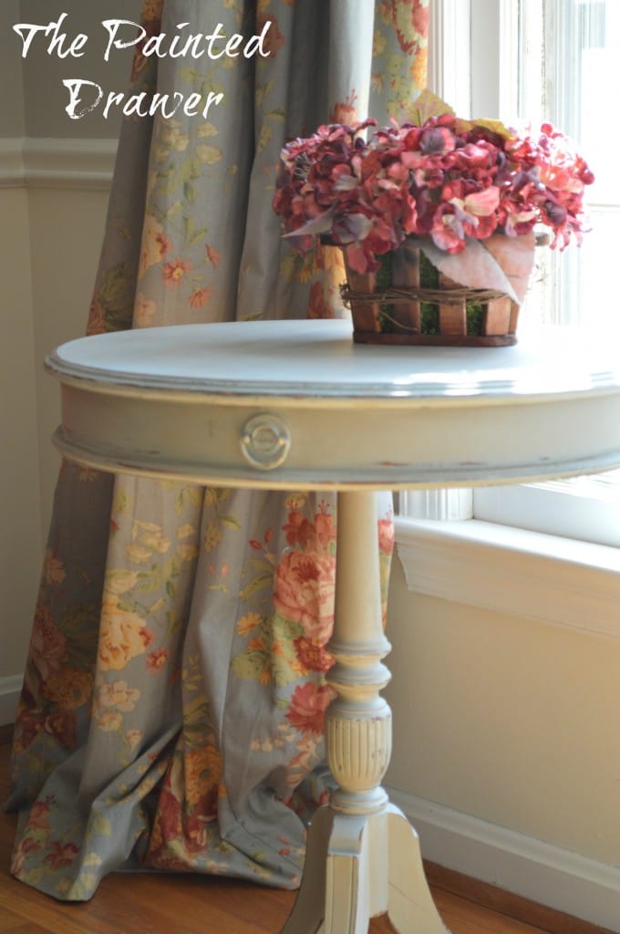 Vintage Drum Table www.thepainteddrawer.com