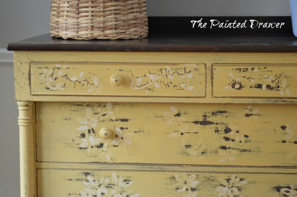 Vintage Mustard Dresser www.thepainteddrawer.com