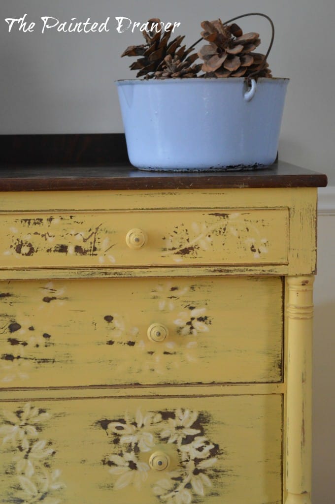 Vintage Mustard Dresser www.thepainteddrawer.com