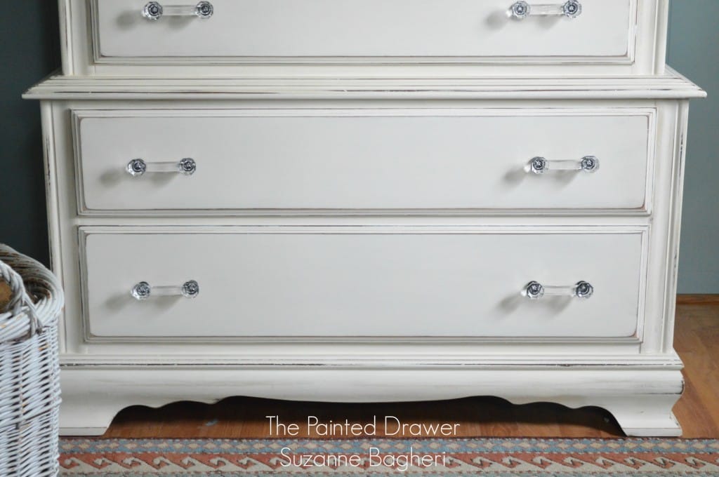 Creamy White Vintage Dresser www.thepainteddrawer.com