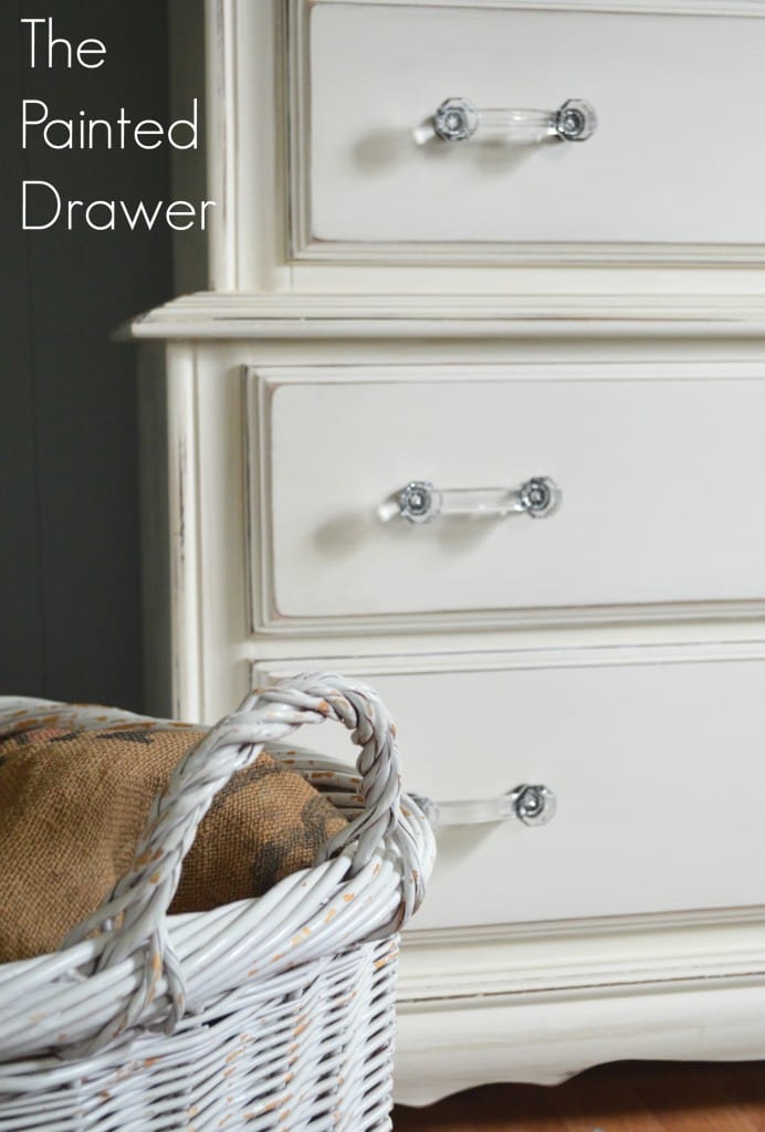 Creamy White Vintage Dresser www.thepainteddrawer.com