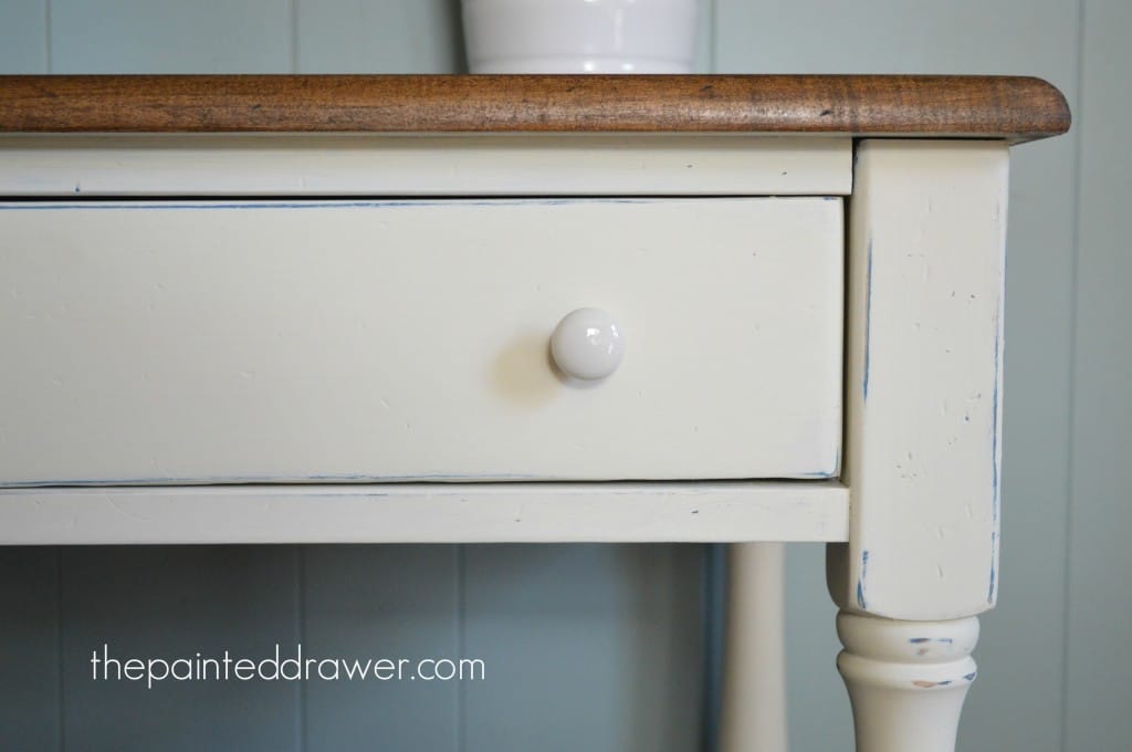 Vintage Desk and Planked Chair www.thepainteddrawer.com