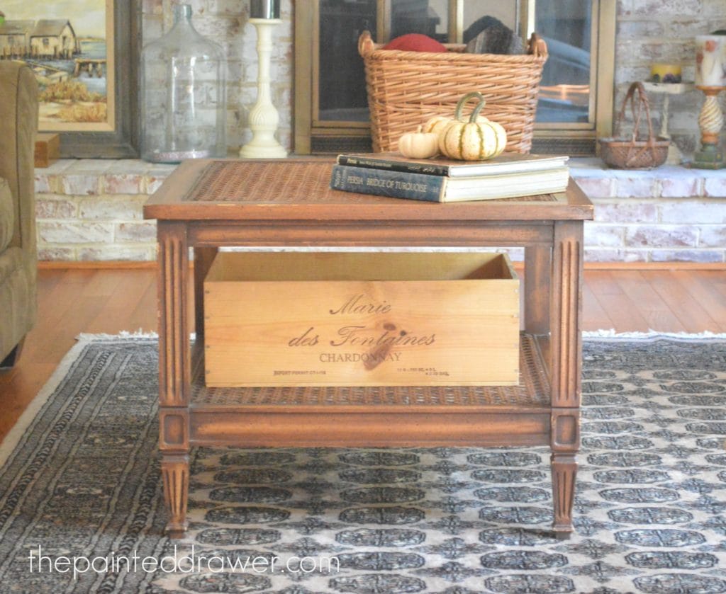 Vintage Caned Coffee Table www.thepainteddrawer.com