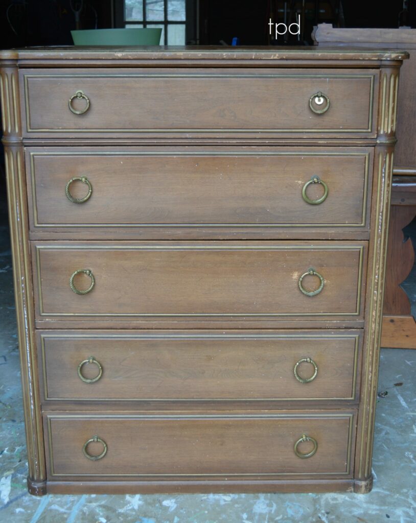 Dresser painted in Annie Sloan Chalk Paint, French Linen. Then a