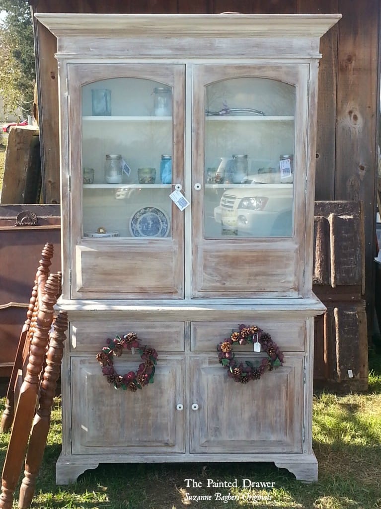 Whitewashed Cabinet www.thepainteddrawer.com