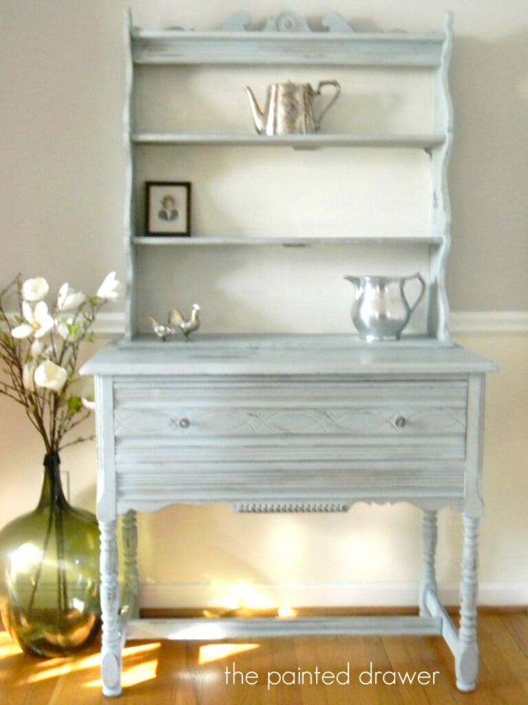 Blue Gray Cabinet www.thepainteddrawer.com