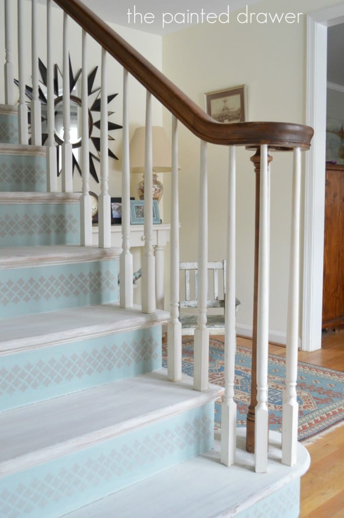 Whitewashed Stairs www.thepainteddrawer.com