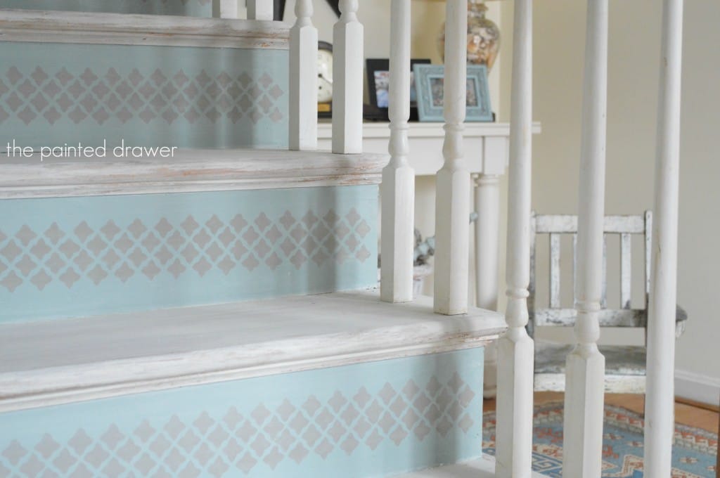 Whitewashed Stairs www.thepainteddrawer.com