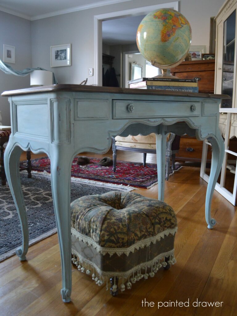 Blue French Desk www.thepainteddrawer.com