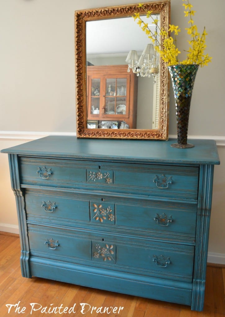 General Finishes Cornith Blue dresser www.thepainteddrawer.com