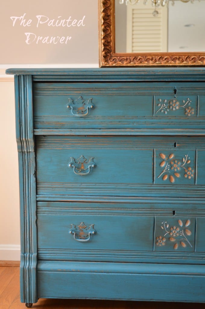 General Finishes Cornith Blue dresser www.thepainteddrawer.com