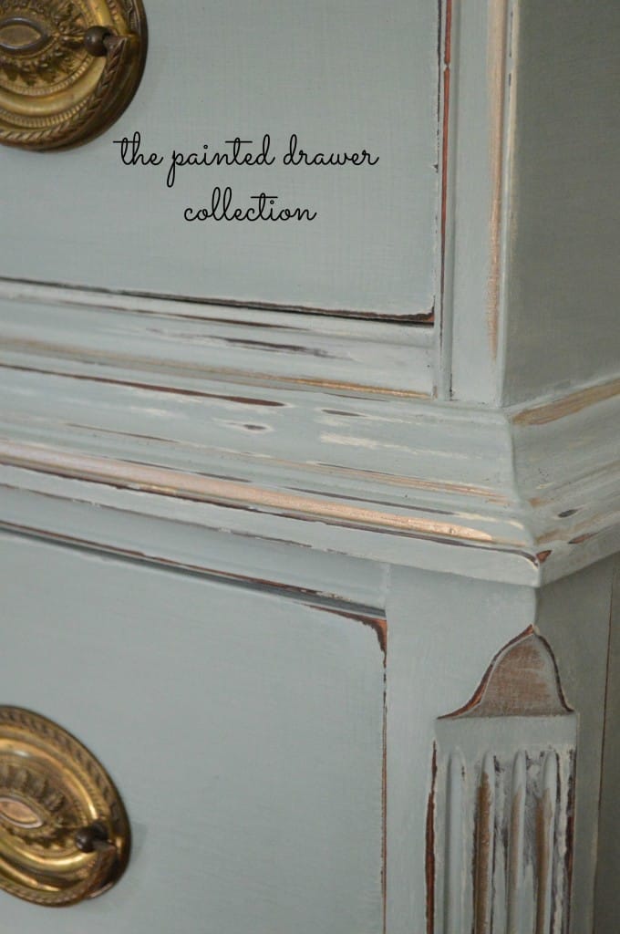 Vintage Dresser in Duck Egg Blue and Gold thepainteddrawer.com