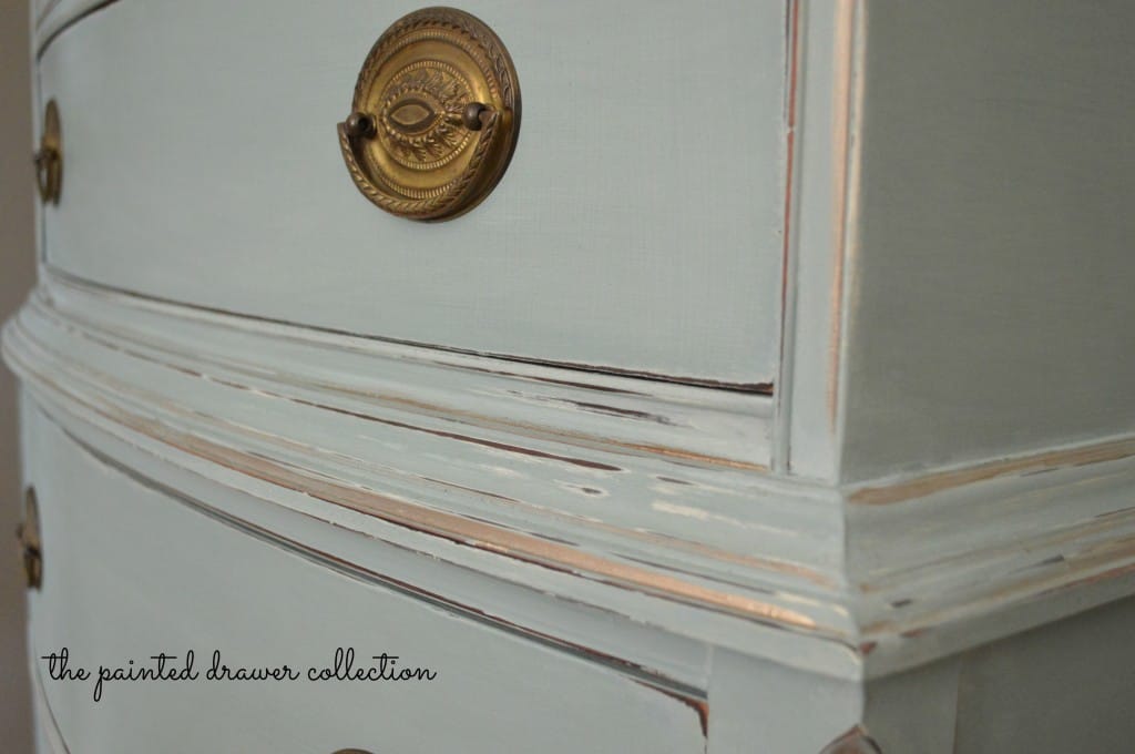 Vintage Dresser in Duck Egg Blue and Gold thepainteddrawer.com