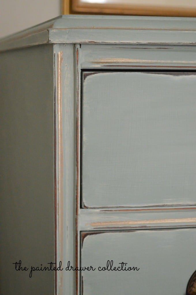 Vintage Dresser in Duck Egg Blue and Gold thepainteddrawer.com