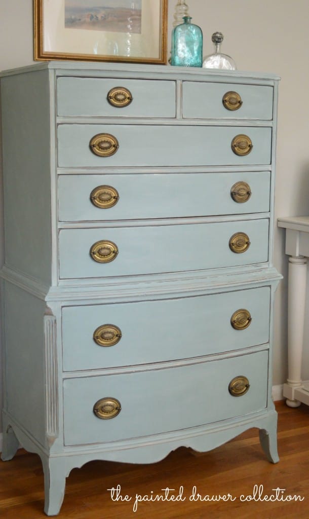 Vintage Dresser in Duck Egg Blue and Gold thepainteddrawer.com