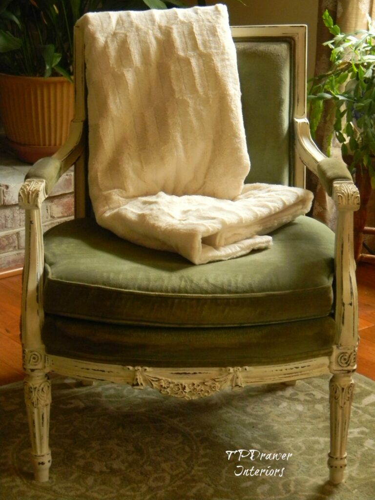 Vintage Green Velvet Chair www.thepainteddrawer.com