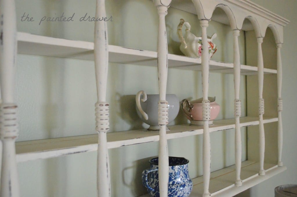 thrift store shelf painted white