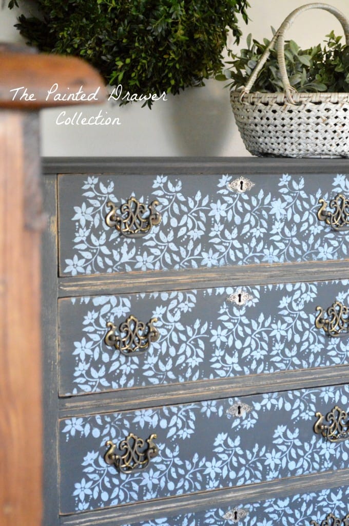 Graphite Stenciled Farmhouse Dresser2