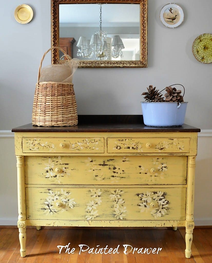 Chippy Mustard Farmhouse Dresser Before And After