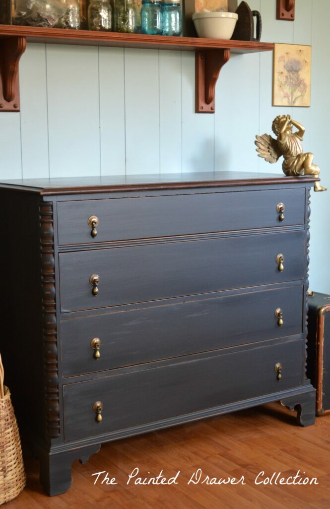 General Finishes Pepper Black Chalk Style Paint, Vintage Dresser, Painted Black, Painted Dresser