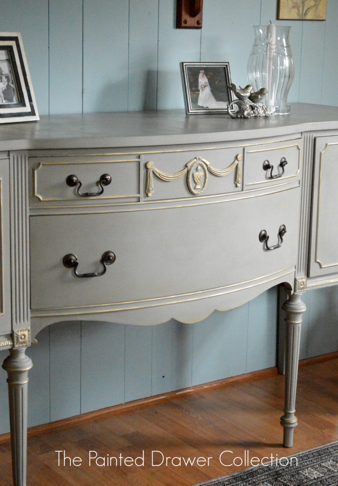 French Linen and Gold Sideboard Transformation – Before and After