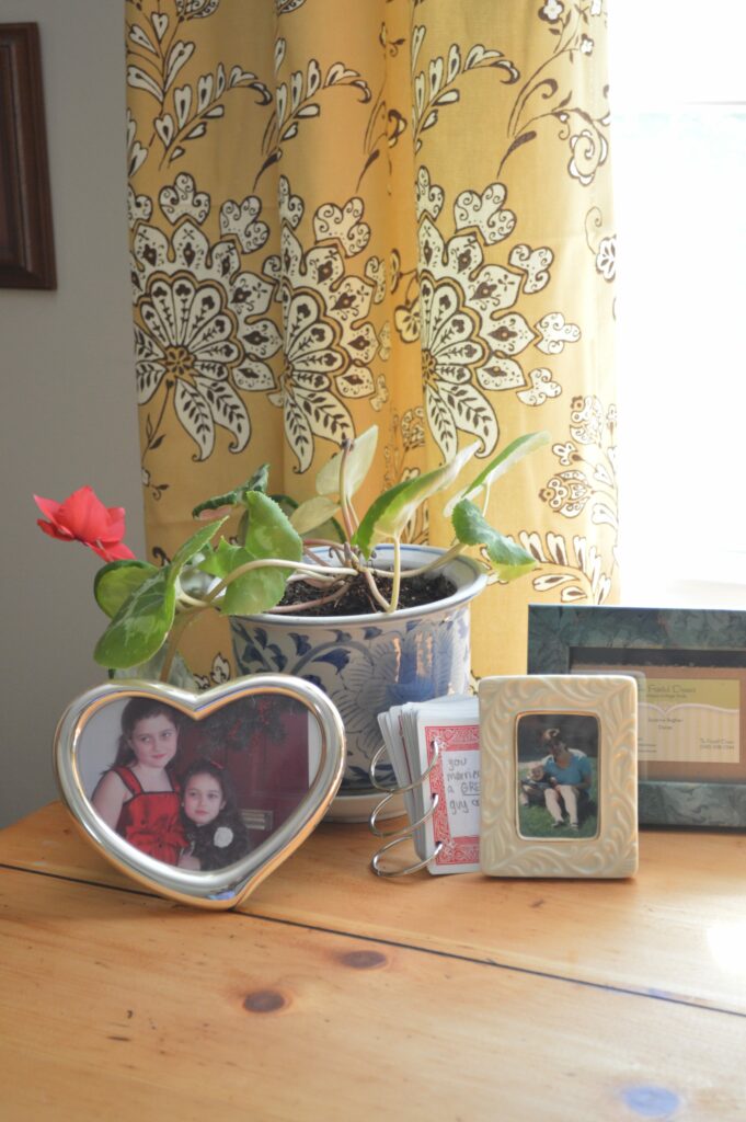 Country Desk with Mustard Curtains, www.thepainteddrawer.com