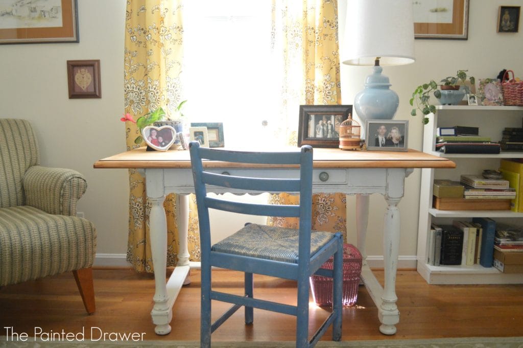 Farmhouse French Country Desk, sitting room, home office www.thepainteddrawer.com