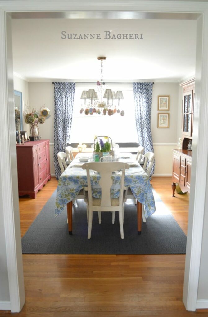 Dining Room Decorated for Easter, Farmhouse Decor, by Suzanne Bagheri