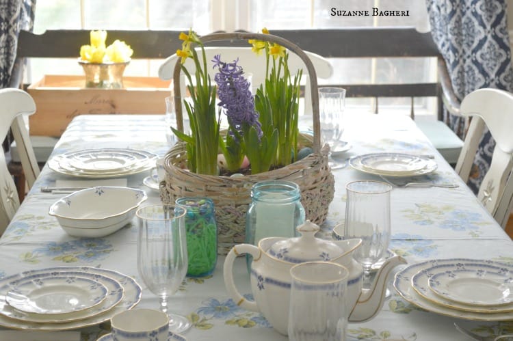 Dining Room for Easter by Suzanne Bagheri, Easter Eggs, Basket Bulb Garden