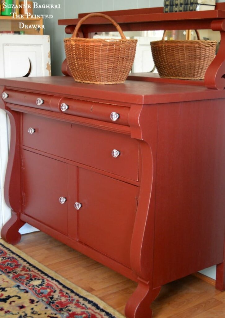 Empire Chest, vintage chest, vintage painted dresser in red, general finishes