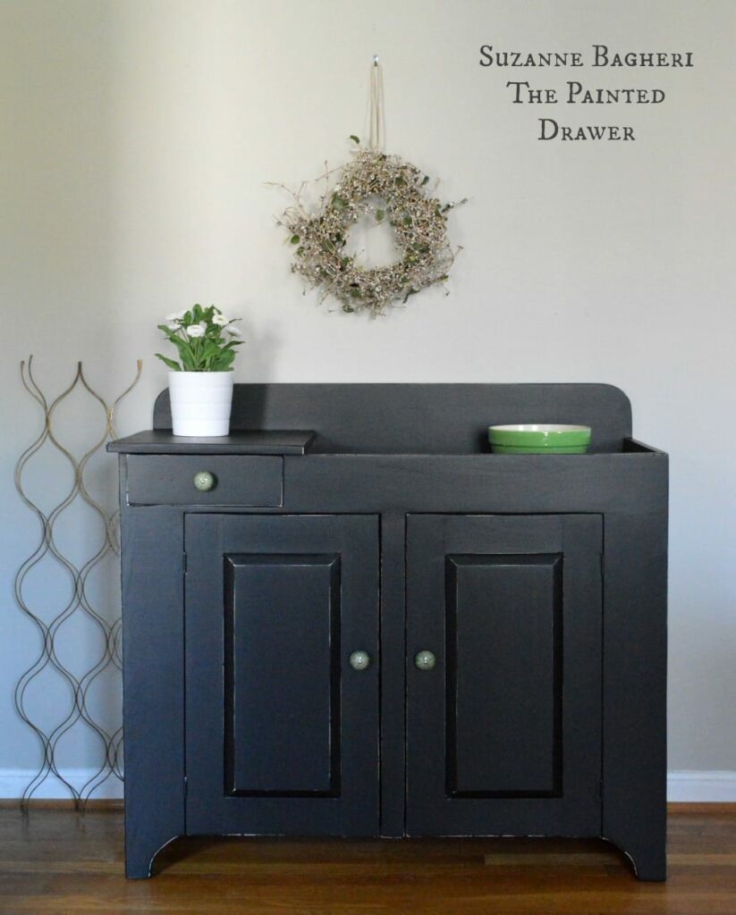 Farmhouse Dry Sink in General Finishes Black Paint by Suzanne Bagheri of The Painted Drawer