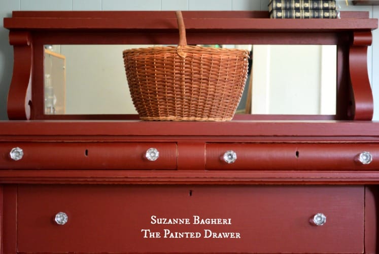 Painted Dresser in Red by Suzanne Bagheri with Glass Pulls by D.Lawless Hardware