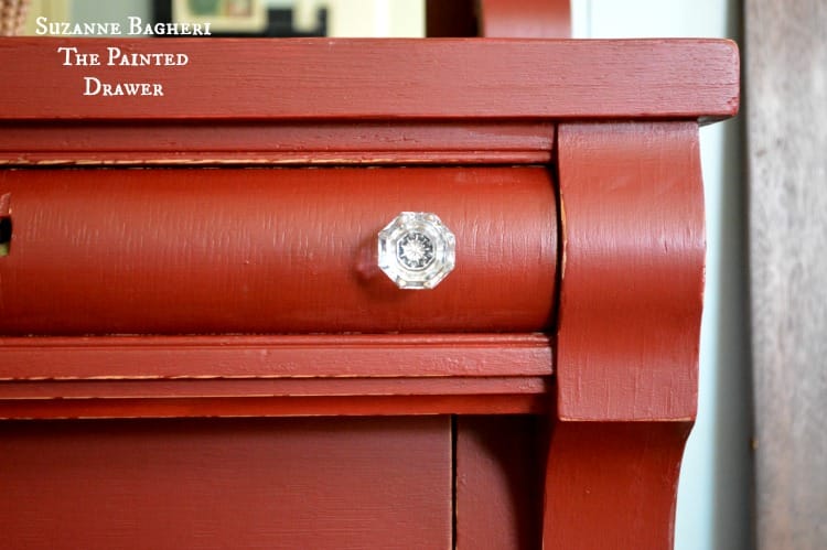 Pretty in red paint and glass hardware, painted dresser by Suzanne Bagheri