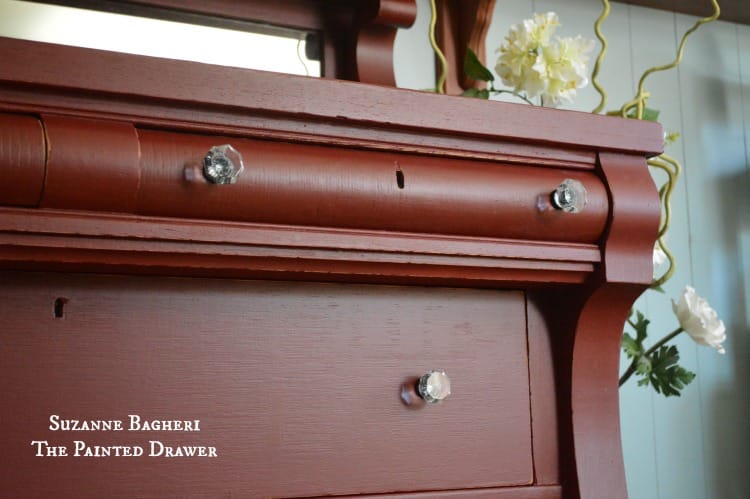 Rembrandt Red by General Finishes, glass pulls by D.Lawless Hardware, painted red by Suzanne Bagheri