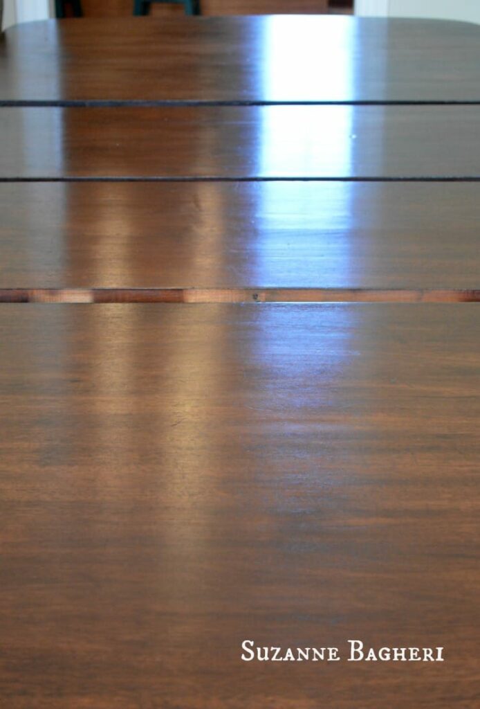 Tabletop refinished in General Finishes Java Gel Stain with Wipe-on Urethane Sealer