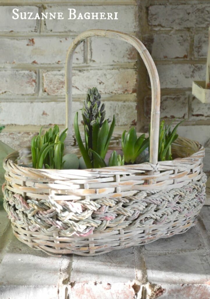 Vintage Basket Spring Bulb Garden for Easter