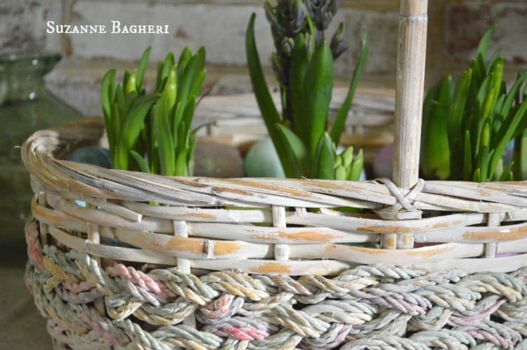 Vintage Basket Whitewashed for Spring