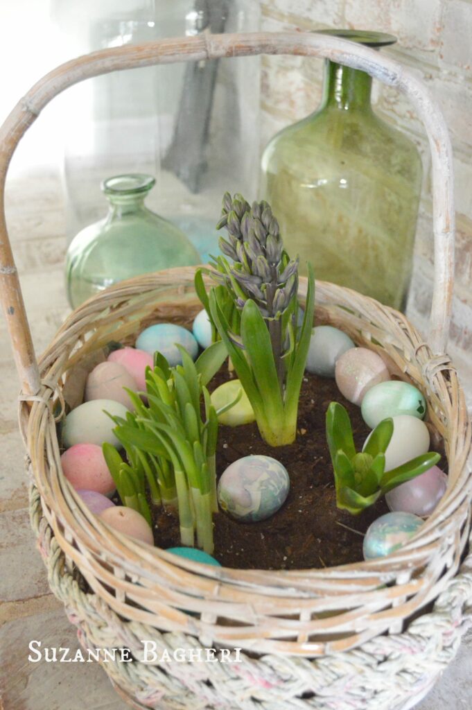 Vintage Easter Basket Centerpiece for spring