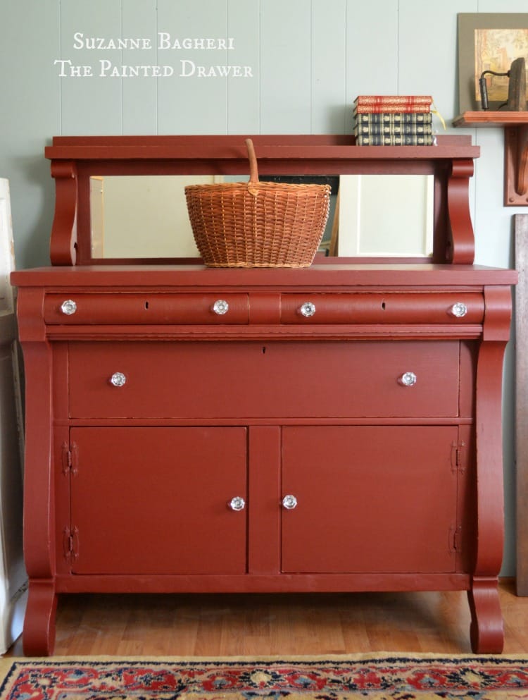 Vintage Empire Bureau in General Finishes Rembrandt Red paint by Suzanne Bagheri