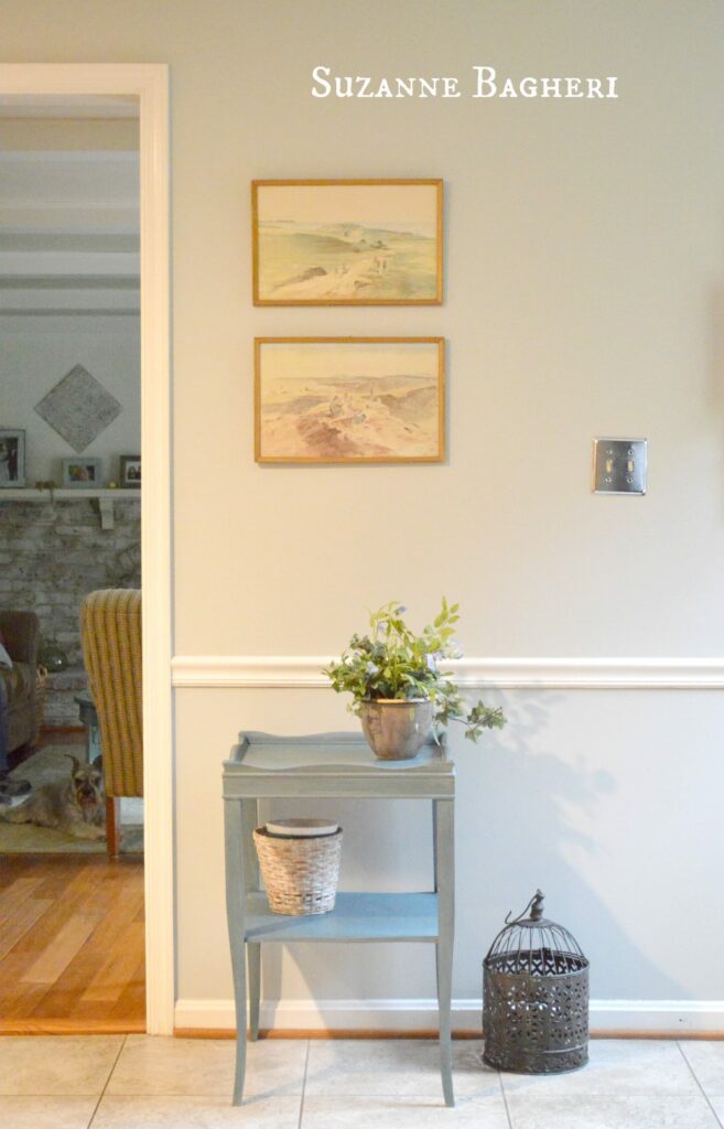 Vintage Table in Annie Sloan Aubusson with Thrift Store finds